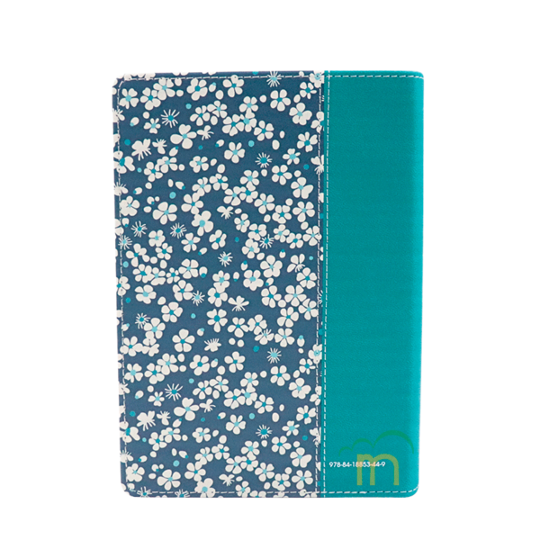 Biblia Compacta Flores Verde Azulado RVR60 - Imitación Piel - Image 4