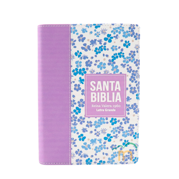 Biblia Compacta Flores Lila Claro RVR60 - Imitación Piel