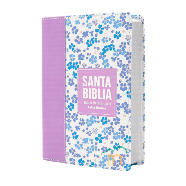 Biblia Compacta Flores Lila Claro RVR60 - Imitación Piel - Image 2