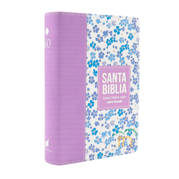 Biblia Compacta Flores Lila Claro RVR60 - Imitación Piel - Image 3
