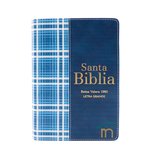 Biblia Compacta Cuadros Azul Marino RVR60 - Imitación Piel