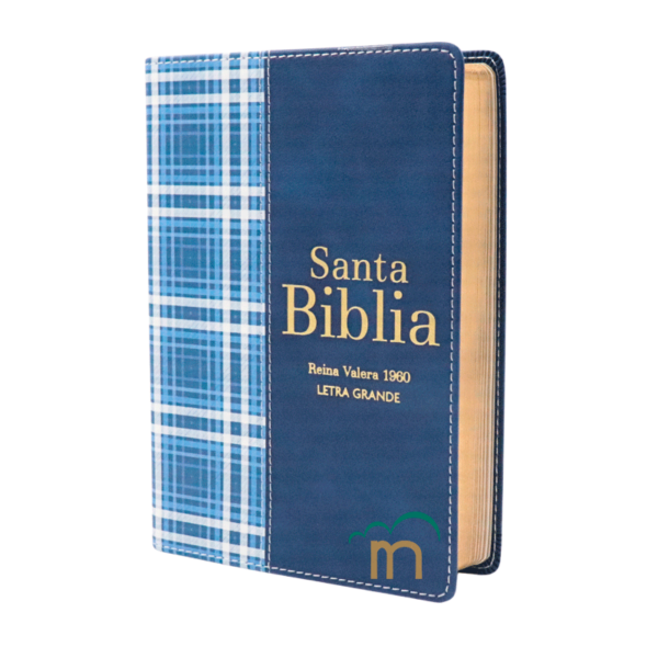 Biblia Compacta Cuadros Azul Marino RVR60 - Imitación Piel - Image 2