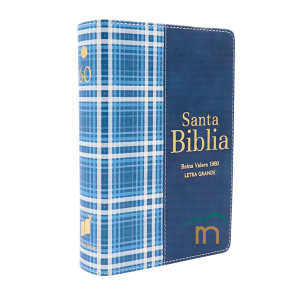 Biblia Compacta Cuadros Azul Marino RVR60 - Imitación Piel - Image 3