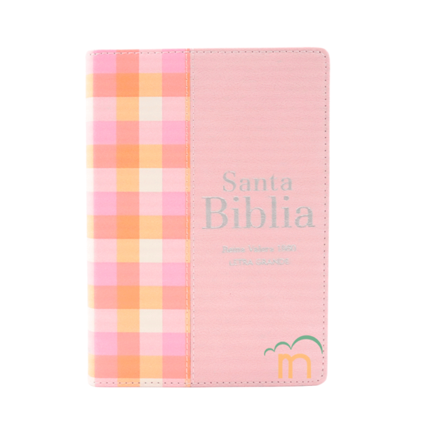 Biblia Compacta Cuadros Rosa Claro RVR60 - Imitación Piel
