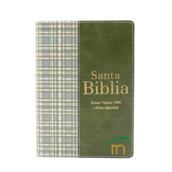 Biblia Compacta Cuadros Verde Claro RVR60 - Imitación Piel