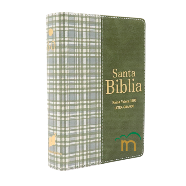 Biblia Compacta Cuadros Verde Claro RVR60 - Imitación Piel - Image 3