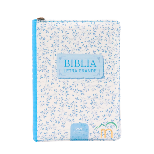 Biblia Chica Azul Cielo con Blanco Mujer RVC - Imitación Piel - Cierre