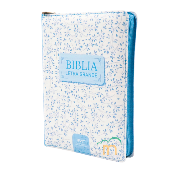 Biblia Chica Azul Cielo con Blanco Mujer RVC - Imitación Piel - Cierre - Image 2