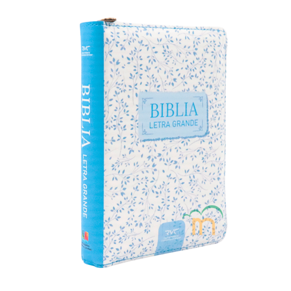 Biblia Chica Azul Cielo con Blanco Mujer RVC - Imitación Piel - Cierre - Image 3