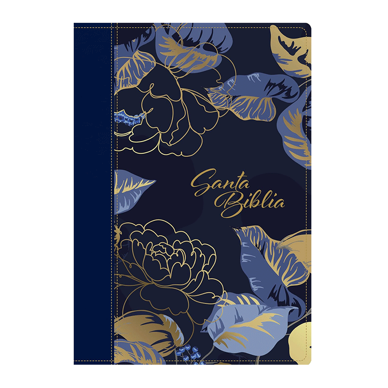 Biblia manual letra grande NTV con Filament - Azul flores - SentiPiel