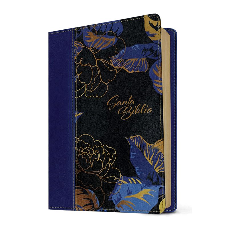 Biblia manual letra grande NTV con Filament - Azul flores - SentiPiel - Image 2