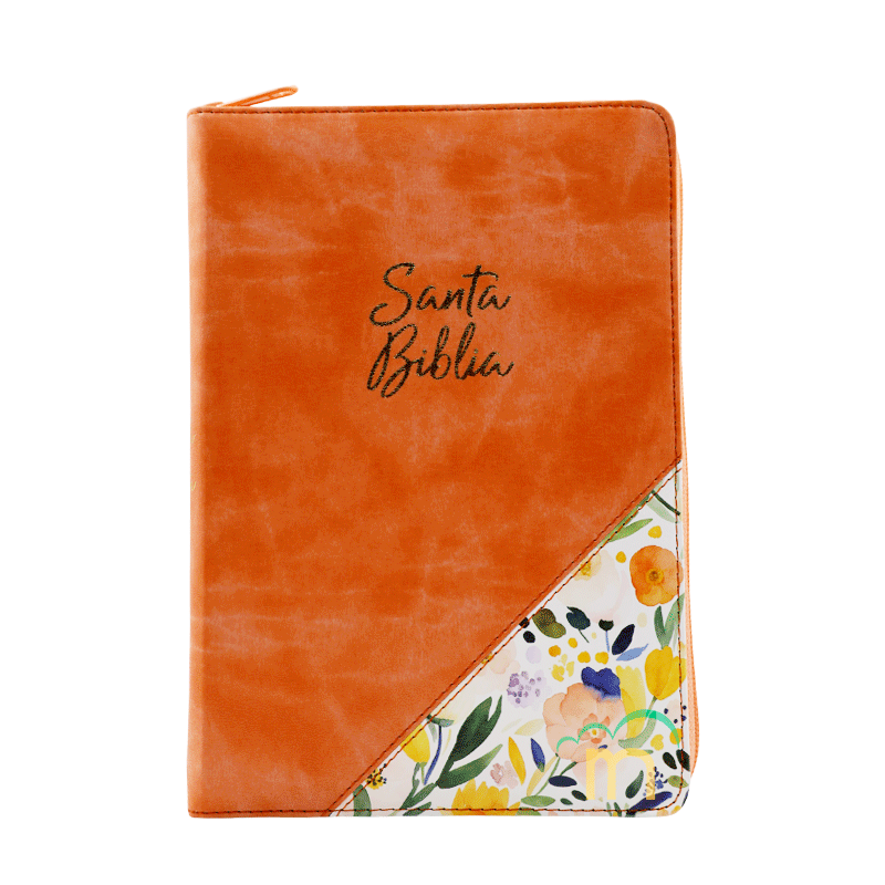 Biblia manual letra grande RVR60 - Caramelo floral - Cierre - Índice