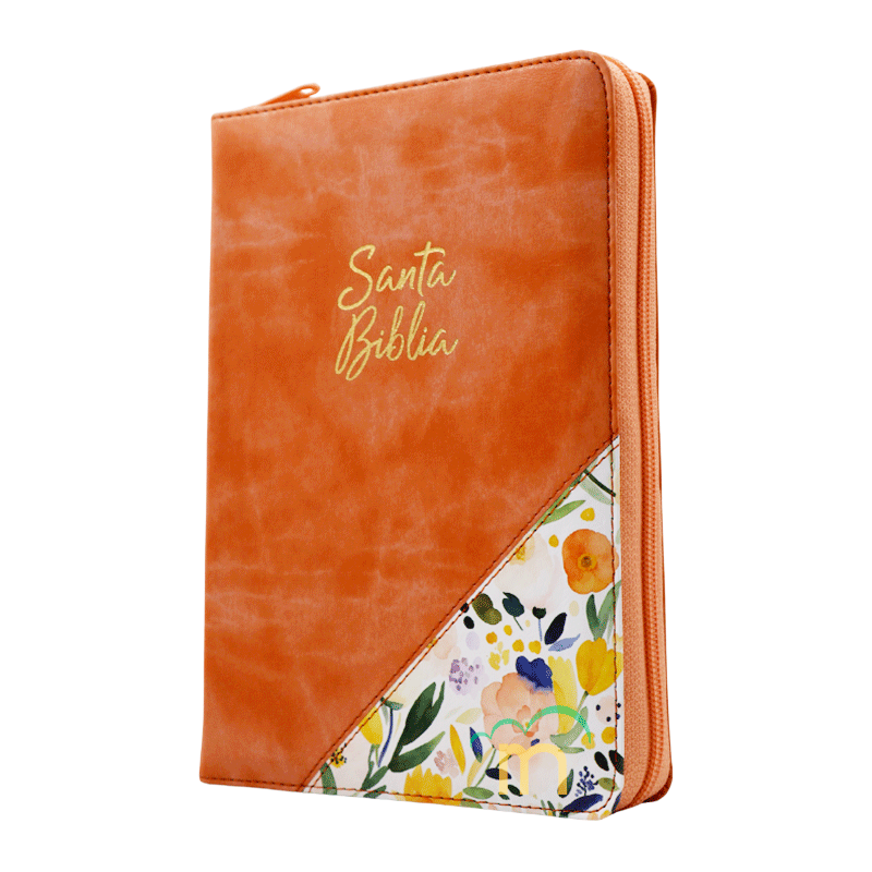 Biblia manual letra grande RVR60 - Caramelo floral - Cierre - Índice - Image 2