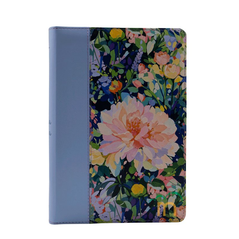 Biblia manual letra gigante RVR60 - Celeste floral - Cierre - Índice