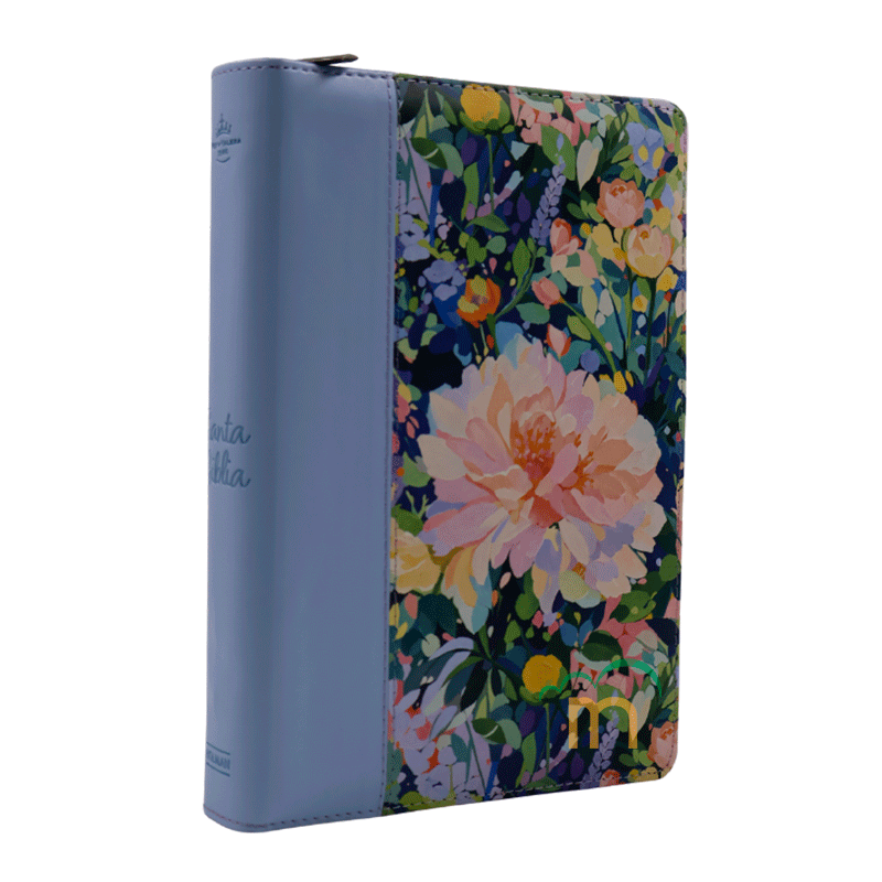 Biblia manual letra gigante RVR60 - Celeste floral - Cierre - Índice - Image 3