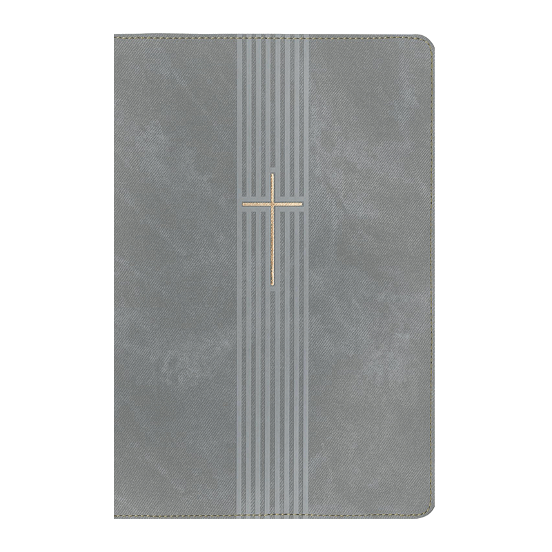 Biblia de referencia en la columna central letra grande NTV con Filament - Gris - SentiPiel - Cierre