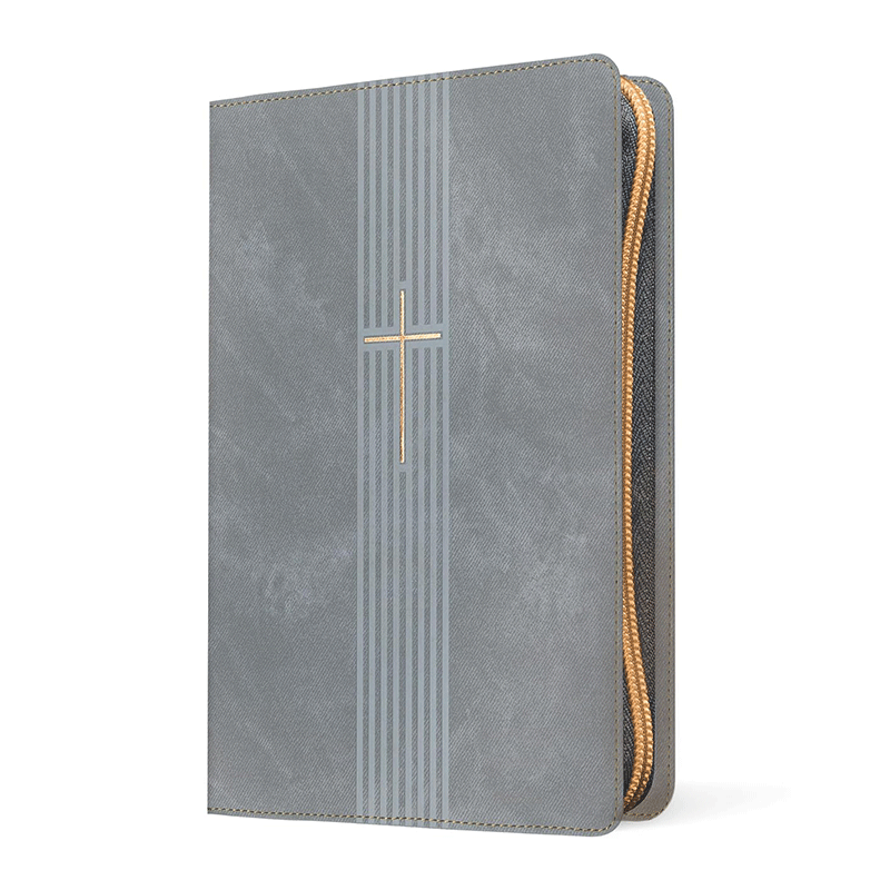 Biblia de referencia en la columna central letra grande NTV con Filament - Gris - SentiPiel - Cierre - Image 2