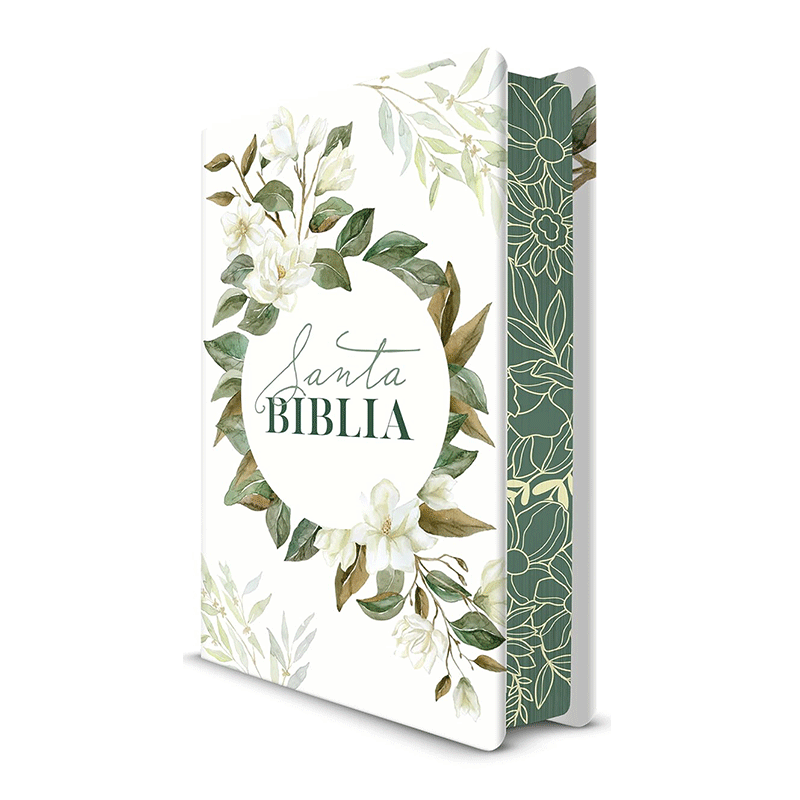 Biblia manual letra grande RVR60 - Flores verde - Tapa dura - Image 2