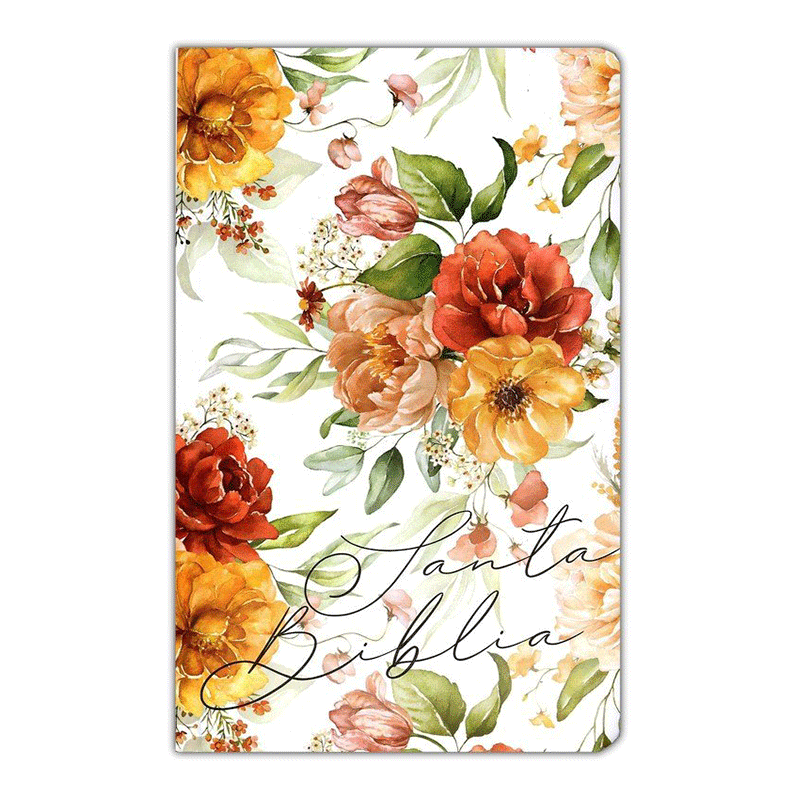 Biblia manual letra grande RVR60 - Flores coral - Tapa dura