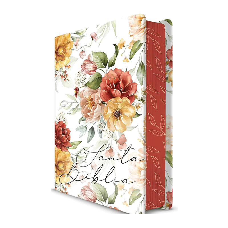 Biblia manual letra grande RVR60 - Flores coral - Tapa dura - Image 2