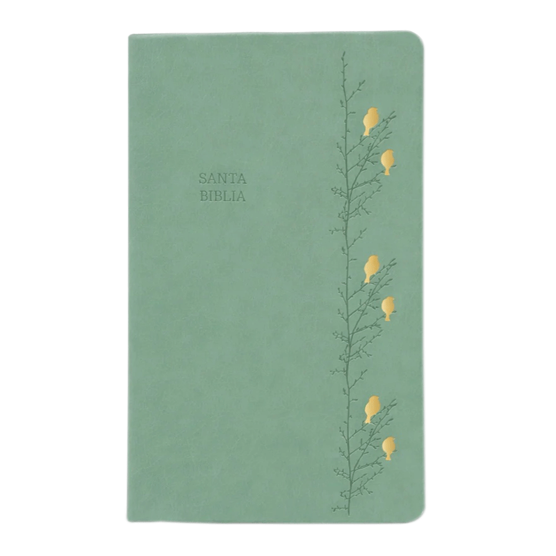 Biblia manual letra gigante RVR60 - Verde con pajaros - Imitación Piel