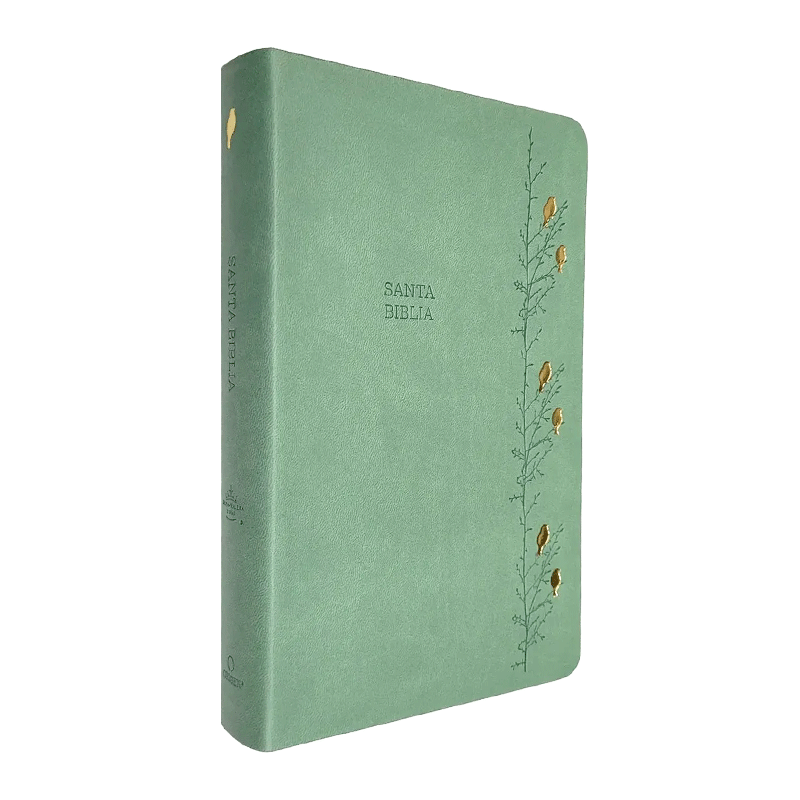 Biblia manual letra gigante RVR60 - Verde con pajaros - Imitación Piel - Image 3