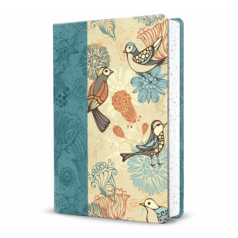 Biblia manual letra gigante RVR60 - Azul con pajaros - Imitación Piel - Image 2