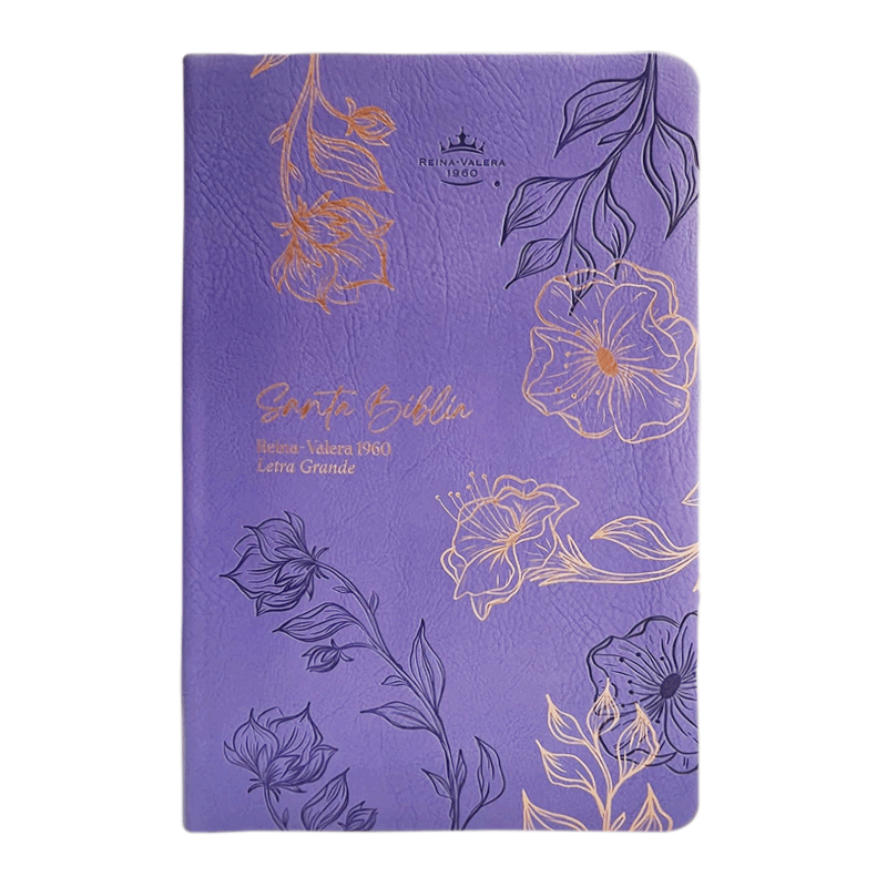 Biblia obsequios y premios RVR60 - Morado flores - Imitación Piel - Cierre